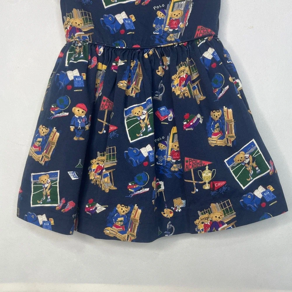 Ralph Lauren Bear Dress Navy Blue Collegiate Academy 18M Cotton Preppy